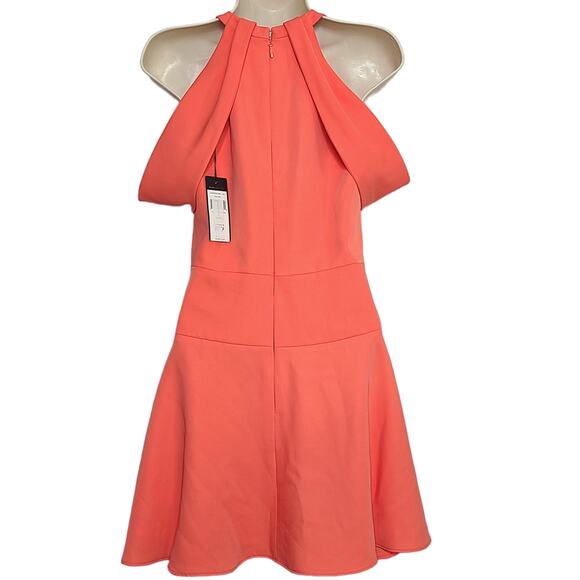 NEW BCBG MAXAZRIA SALLIE DRAPED CUOUT FIT-AND-FLARE DRESS Size 4 Orange - Picture 2 of 5